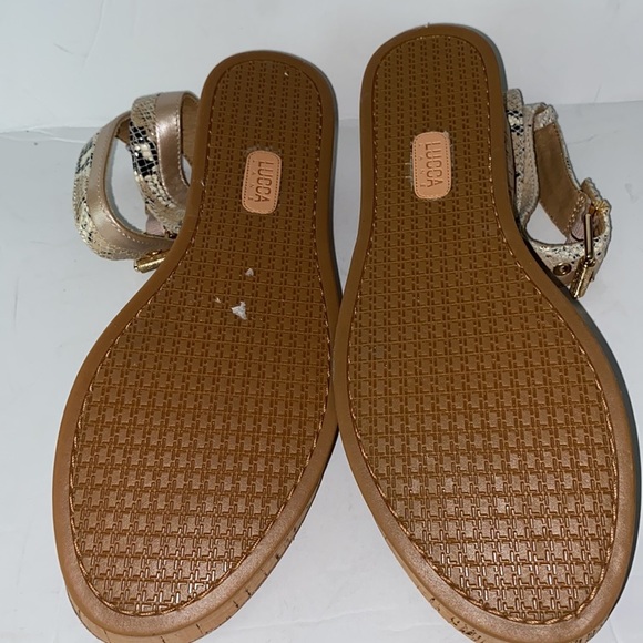 Lucca Lane Karel Leather Snake Print Platform Ankle Strap Sandals - Picture 9 of 11